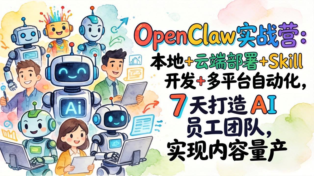 ��17626�ڣ�OpenClawʵսӪ������+�ƶ˲���+Skill����+��ƽ̨�Զ�����7 ����� AI Ա���Ŷӣ�ʵ����������